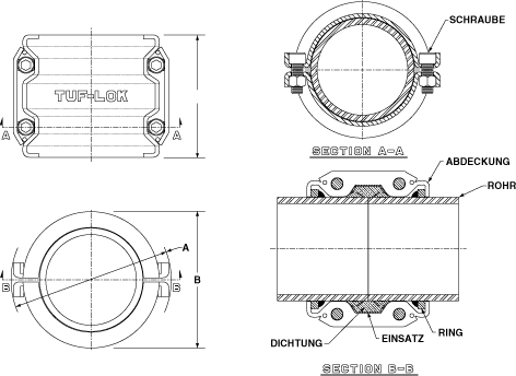 Tuf-Lok Ring Grip Pipe Coupling Series 688/698 Drawing